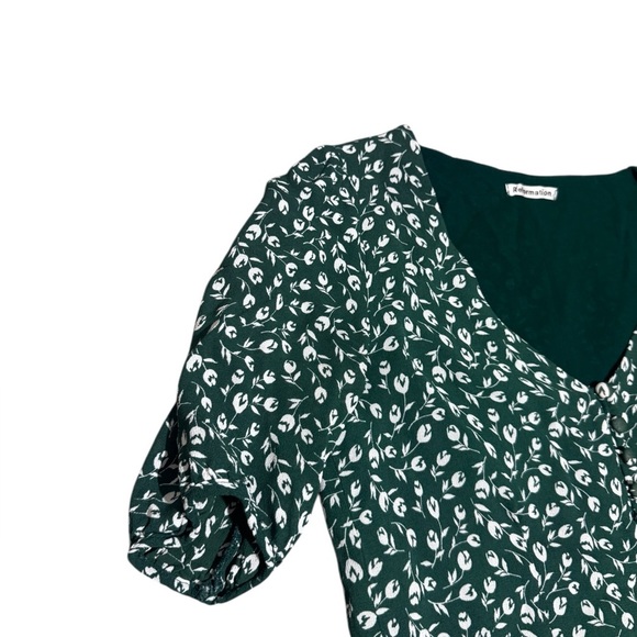 Reformation Green White Floral V Neck Crop Top Blouse Size Small - Picture 6 of 9